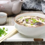 Chinese food - soup with chicken and shiitake Chinese food - soup with chicken and shiitake
