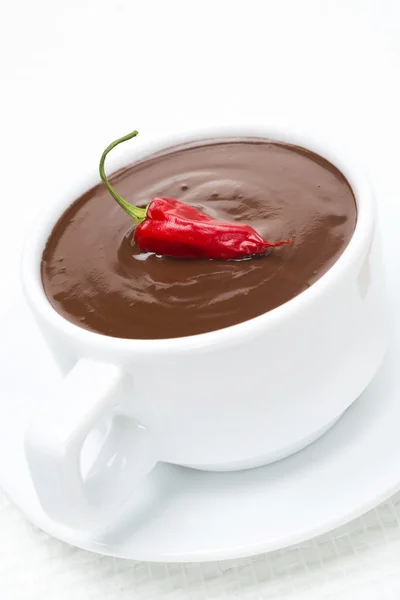 Gorąca czekolada z chili, szczelnie-do góry — Zdjęcie stockowe