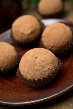 çikolata truffles plaka, yakın çekim