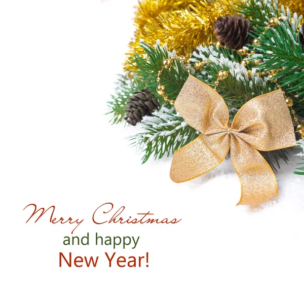 Kerstmis samenstelling met fir takken, dennenappels, decoraties — Stockfoto