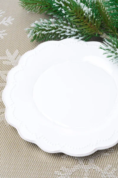 Christmas table setting with an empty plate — Stock Photo, Image