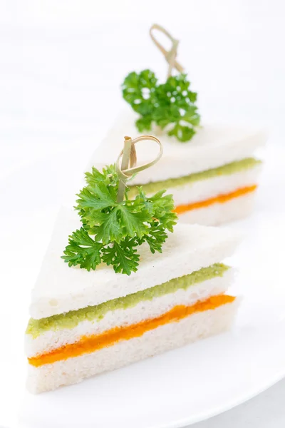 Colorful sandwich with vegetable puree, vertical — Stock Photo, Image