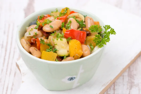 Vegetable stew with beans in a bowl — Stock Photo, Image