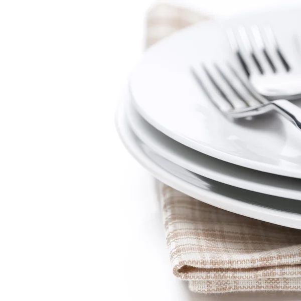 Servies voor het diner, selectieve aandacht, geïsoleerd — Stockfoto