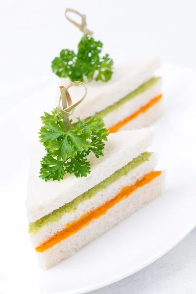 Colorful sandwich with vegetable puree — Stock Photo, Image