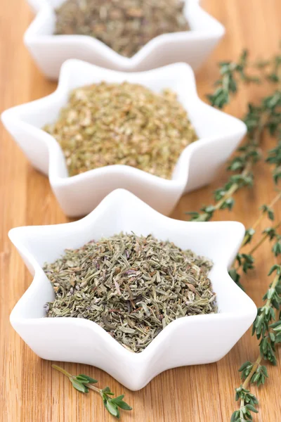 Provence herbs - thyme, oregano and basil, selective focus — Stock Photo, Image