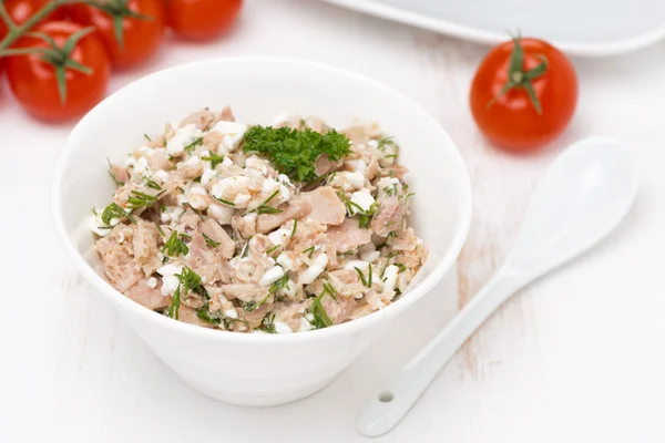 Paté con atún, queso casero y hierbas, vista superior —  Fotos de Stock