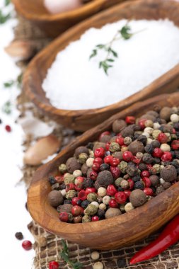 acı biber, deniz tuzu ve baharatları kase, yakın çekim