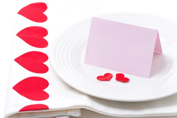 La tarjeta para la felicitación por el plato para el Día de San Valentín —  Fotos de Stock