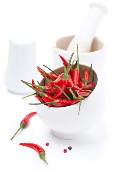 Bowl with red chili pepper isolated — Stock Photo, Image