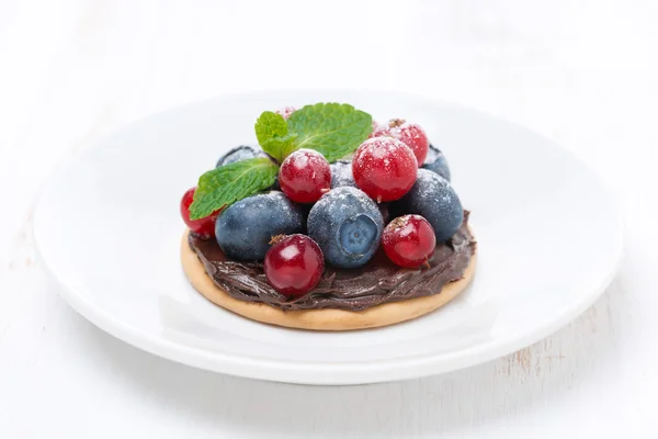 Міні торт з шоколадним кремом і ягодами — стокове фото