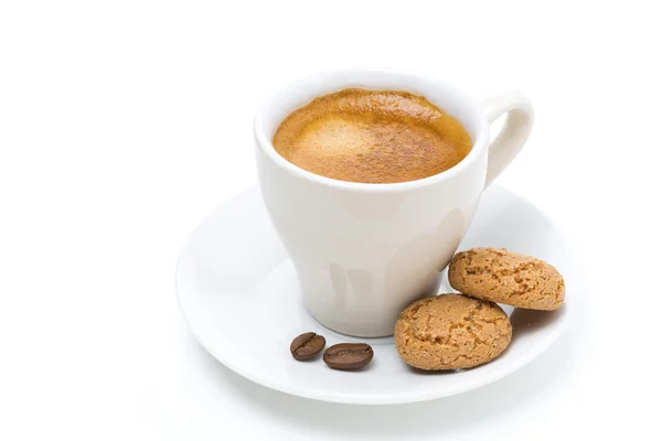 Cup of coffee and biscotti, isolated — Stock Photo, Image