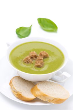 izole croutons geleneksel ıspanak çorbası