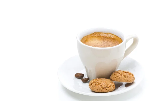 Espresso e biscotti, isolados sobre branco — Fotografia de Stock