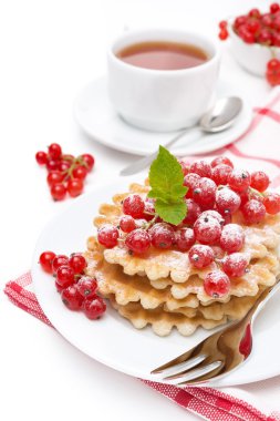 Kahvaltıda gözleme toz serpilir, frenk üzümü ile şeker