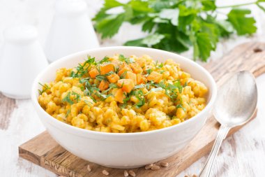 arpa yulaf lapası kabak ve yeşillik ile