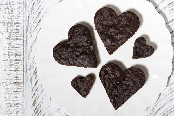 Torte Brownie Forma Cuore Primo Piano — Foto Stock