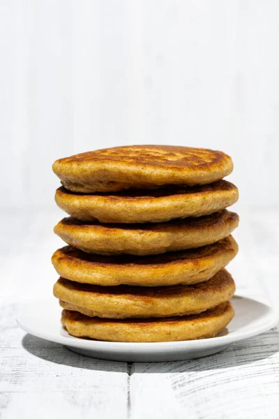 Stack Corn Pancakes Vertical Closeup — Stock Photo, Image