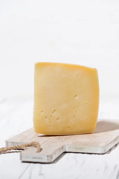 Piece Fresh Farm Cheese Closeup — Stock Photo, Image