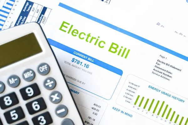 Oświadczenie Rachunku Energię Elektryczną Zużycie Energii Domu — Zdjęcie stockowe