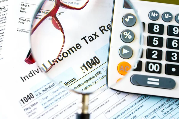 Nahaufnahme Der Einkommensteuererklärung Irs 1040 Dokumente — Stockfoto