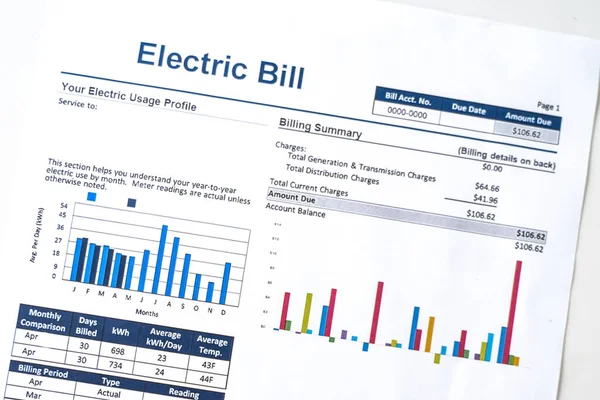 Domácí Náklady Elektřinu Výpis Účtu Stock Obrázky