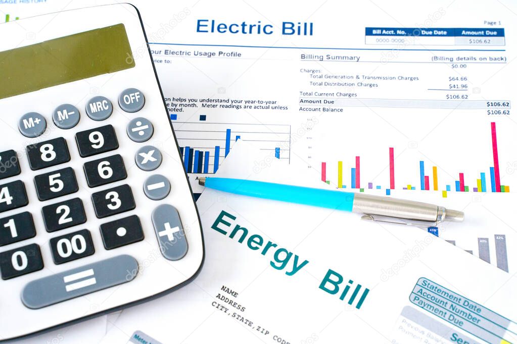 Home electricity expenses and bill statement document