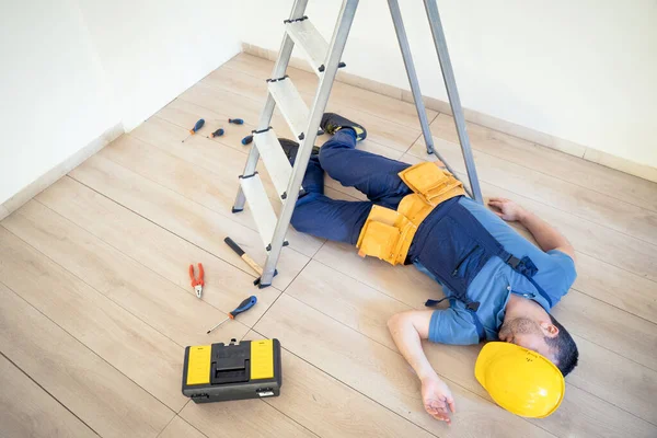 Normas Seguridad Concepto Obra Trabajador Lesionado Trabajo — Foto de Stock