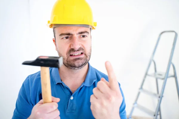 Injured Worker Feeling Pain Accident Work Focus Man — Stock Photo, Image