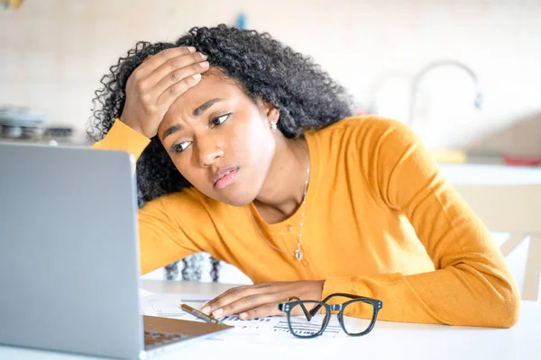 One Black Woman Tired Paying Taxes Home Bills — Stock Photo, Image