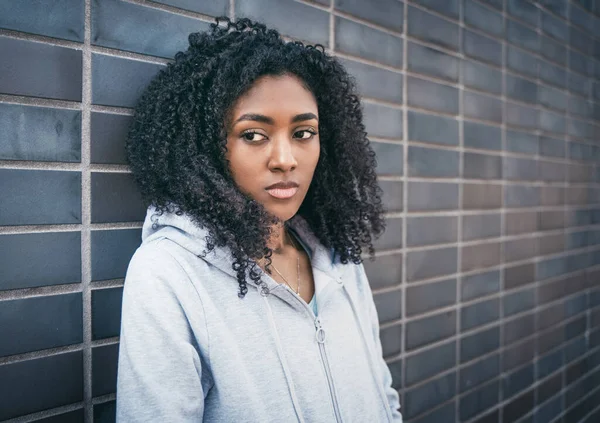 One Lonely Black Girl Suffering Depression Loneliness — Stock Photo, Image