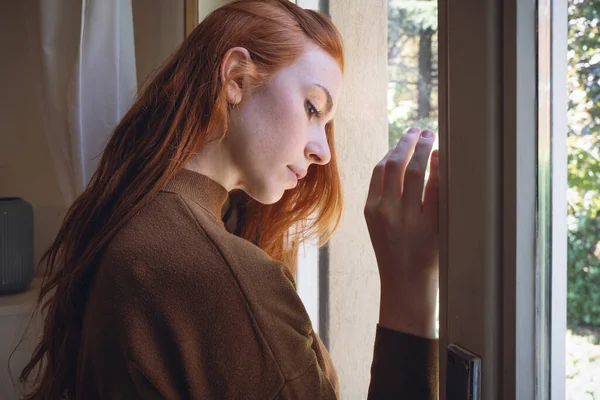 Lonely Young Woman Feeling Alone Negative Emotion — Foto de Stock