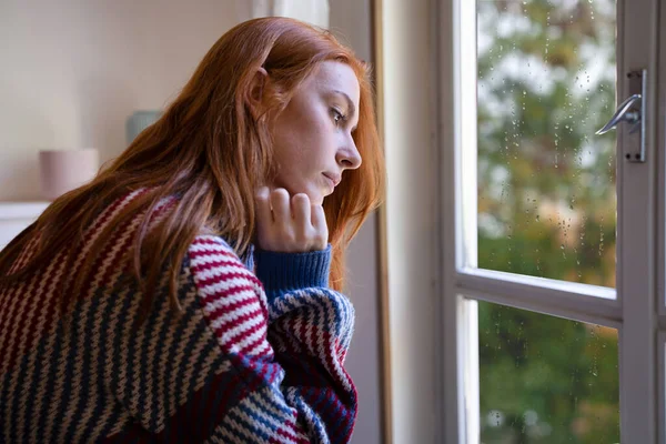 Lonely Young Woman Feeling Alone Negative Emotion — Foto de Stock