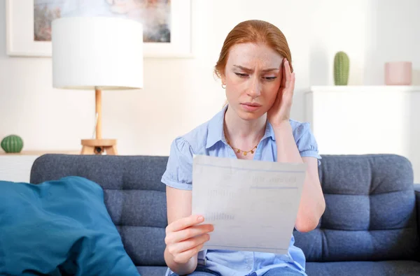 Worried Woman Domestic Expenses Financial Problem — Foto de Stock