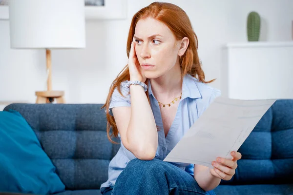 Worried Woman Domestic Expenses Financial Problem — ストック写真