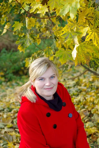 Jeune belle femme dans le parc d'automne — Photo