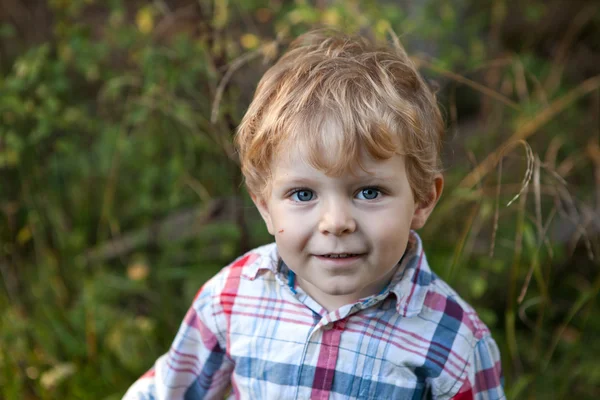Criança adorável na floresta de outono — Fotografia de Stock