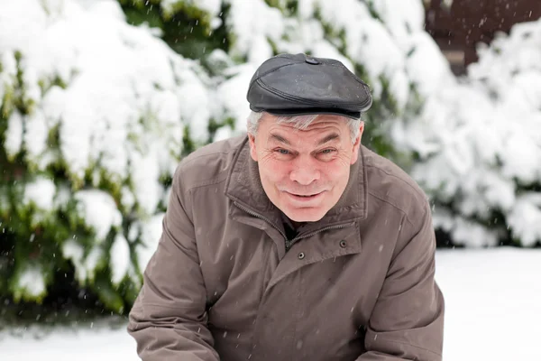 Portrait of senior man on winter day