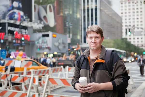 Young man on way to work in New York city — Stock Photo, Image