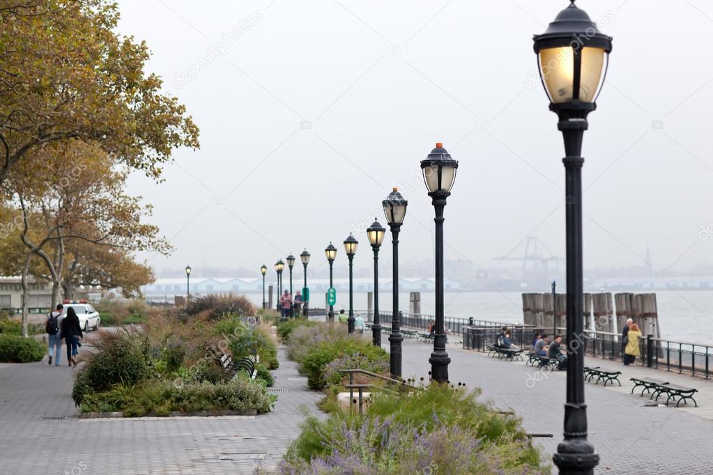 New York seafront on foggy day