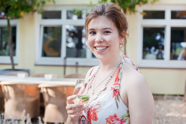 Young beautiful girl on her 30 birthday party — Stock Photo, Image