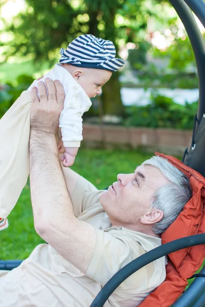 Grandfather and cute grandchild baby — Stock Photo, Image