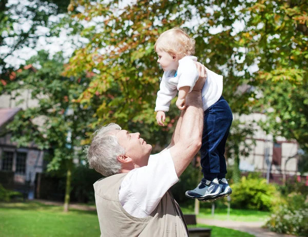 Grandfather with little baby boy — Stock Photo, Image