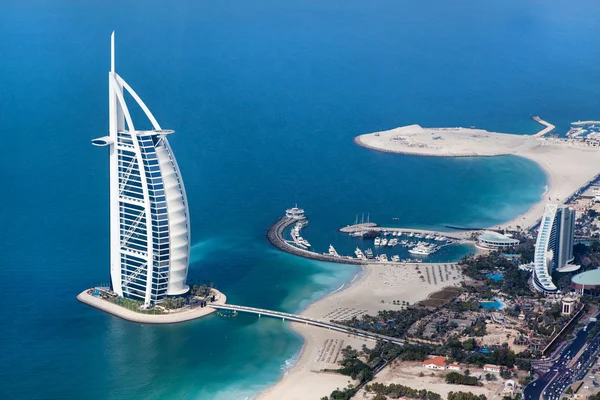 Дубай, ОАЭ. Burj Al Arab сверху Стоковое Фото