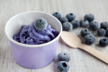 Frozen creamy ice yoghurt with whole blueberries clipart