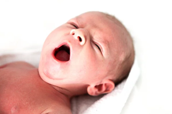 Pasgeboren babyjongen alleen enkele uren oud — Stockfoto