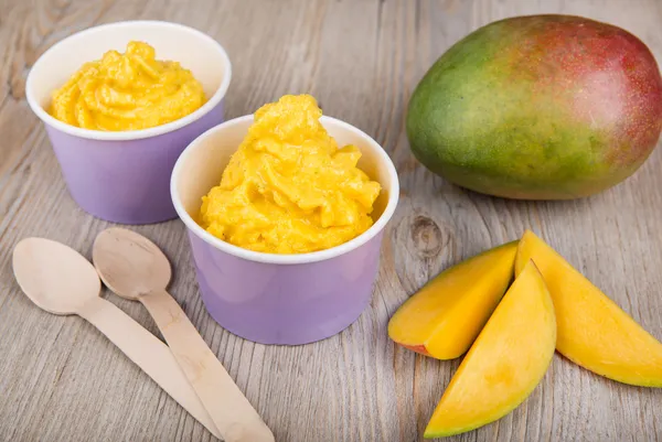 Yogur helado congelado con mango fresco — Foto de Stock
