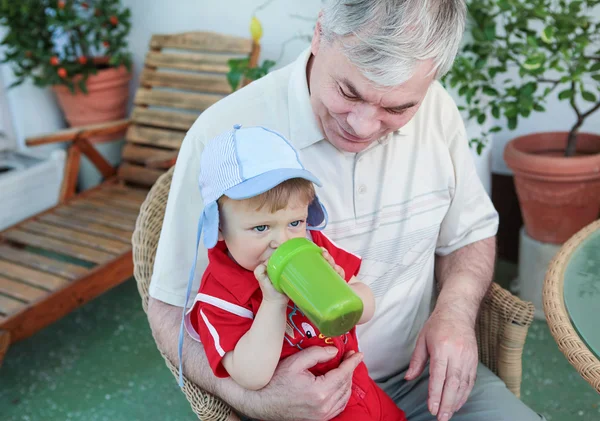 Grandfather with little baby boy — Stock Photo, Image