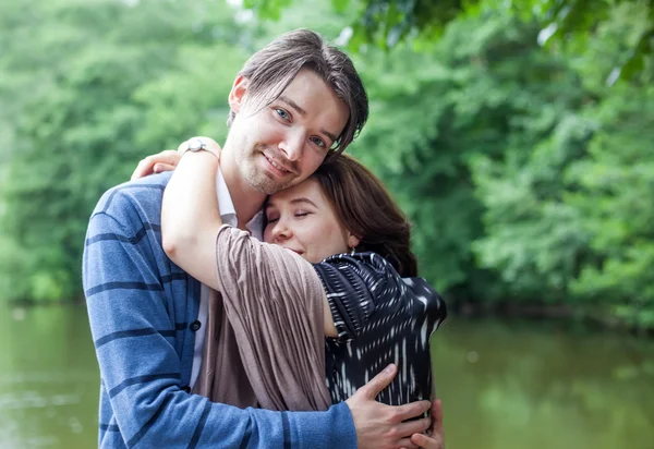 Young couple in love in forest — Stock Photo, Image