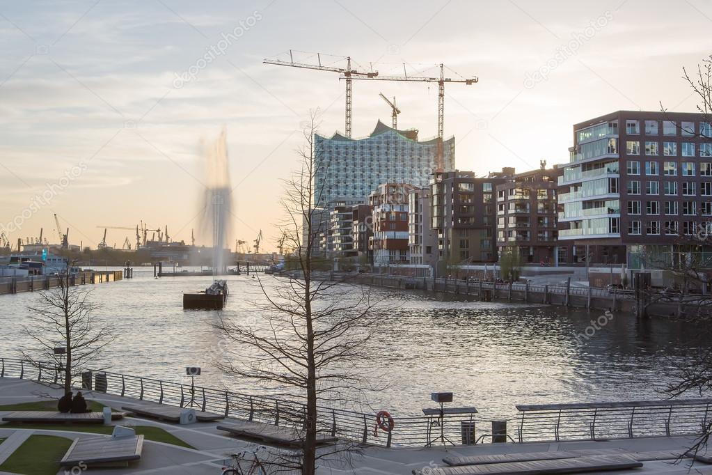 Hafencity district with Elbphilharmonie in Hamburg